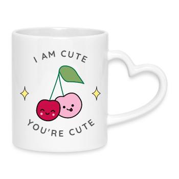 Duo Cerises Mignon - Mug avec anse en forme de cœur - blanc - Droite