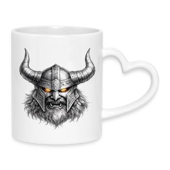 Wikinger-Kriegerhelm-Emblem - Tasse mit Herzhenkel - Weiß - Rechts