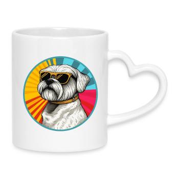 Sunburst Pup with Retro Sunglasses - Mug with Heart-Shaped Handle - white - Right