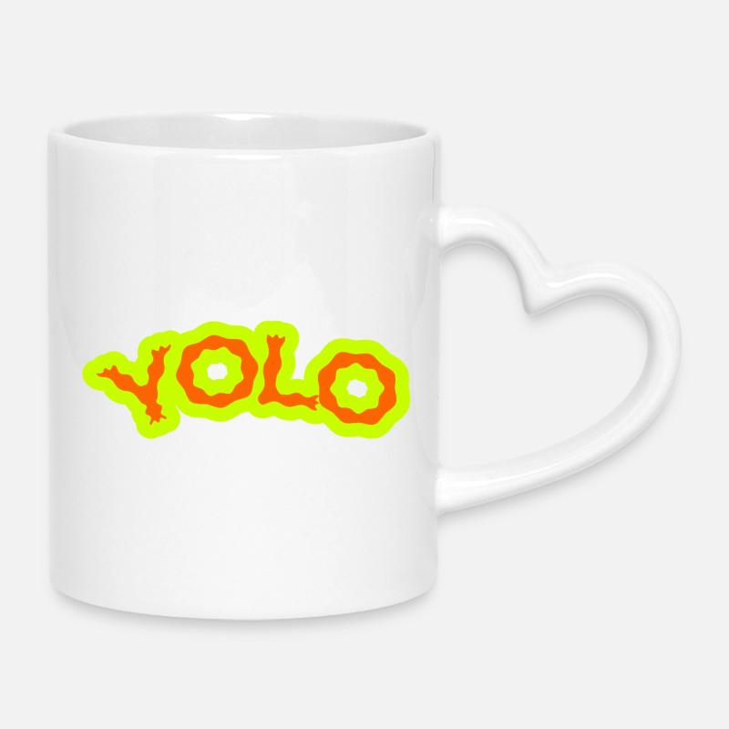 YOLO Neon Limette Psychedelisch - Tasse mit Herzhenkel - Weiß