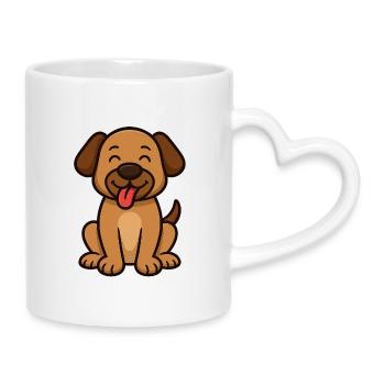 Cute Dog – Cartoon Style Design - Mug with Heart-Shaped Handle - white - Right