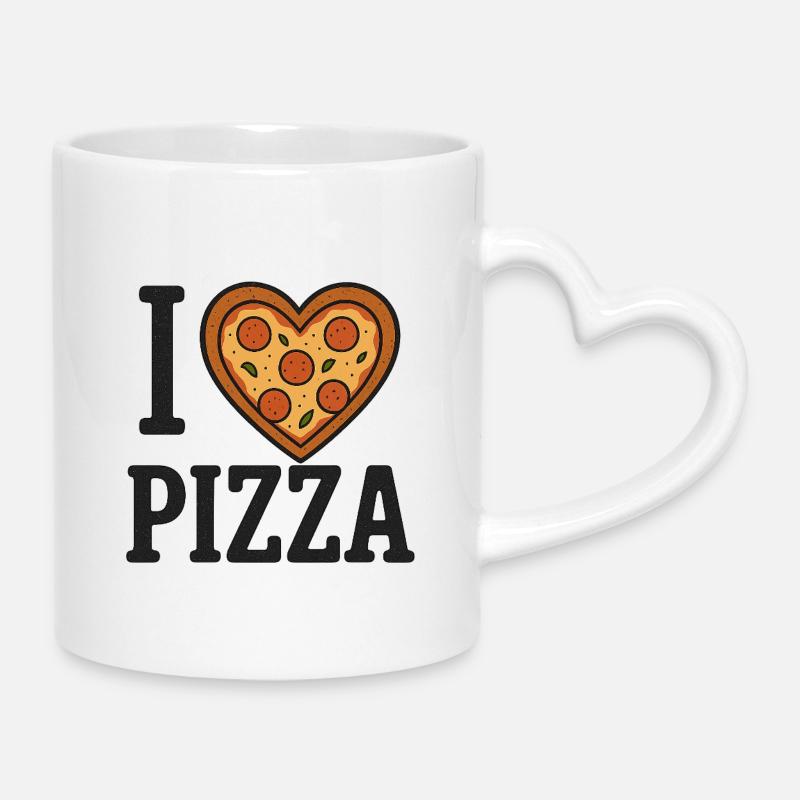 Pizza Lover Shirt – I Heart Pizza Design - Mug with Heart-Shaped Handle - white