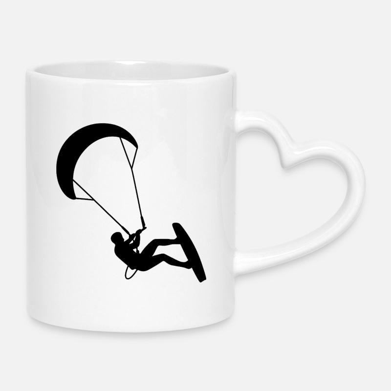 Kiters. Kitesurfing - Mug with Heart-Shaped Handle - white