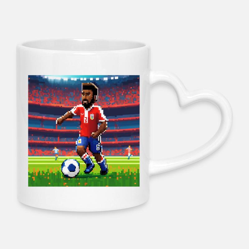 Personnage de joueur Pixel sur le terrain - Mug avec anse en forme de cœur - blanc