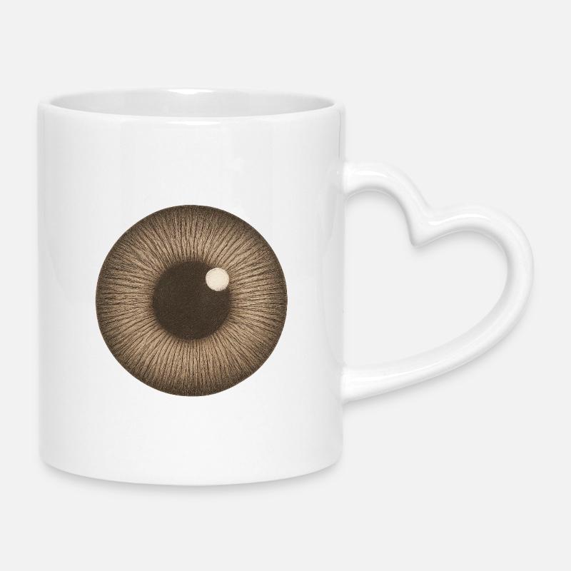 Brown Iris Closeup - Mug with Heart-Shaped Handle - white