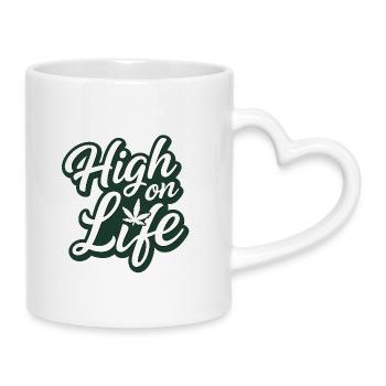 Cannabis, Haut, Drôle - Mug avec anse en forme de cœur - blanc - Droite