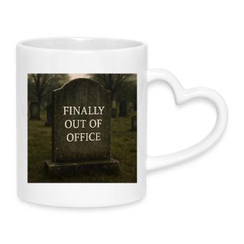Finally Out of Office Saying - Mug with Heart-Shaped Handle - white - Right