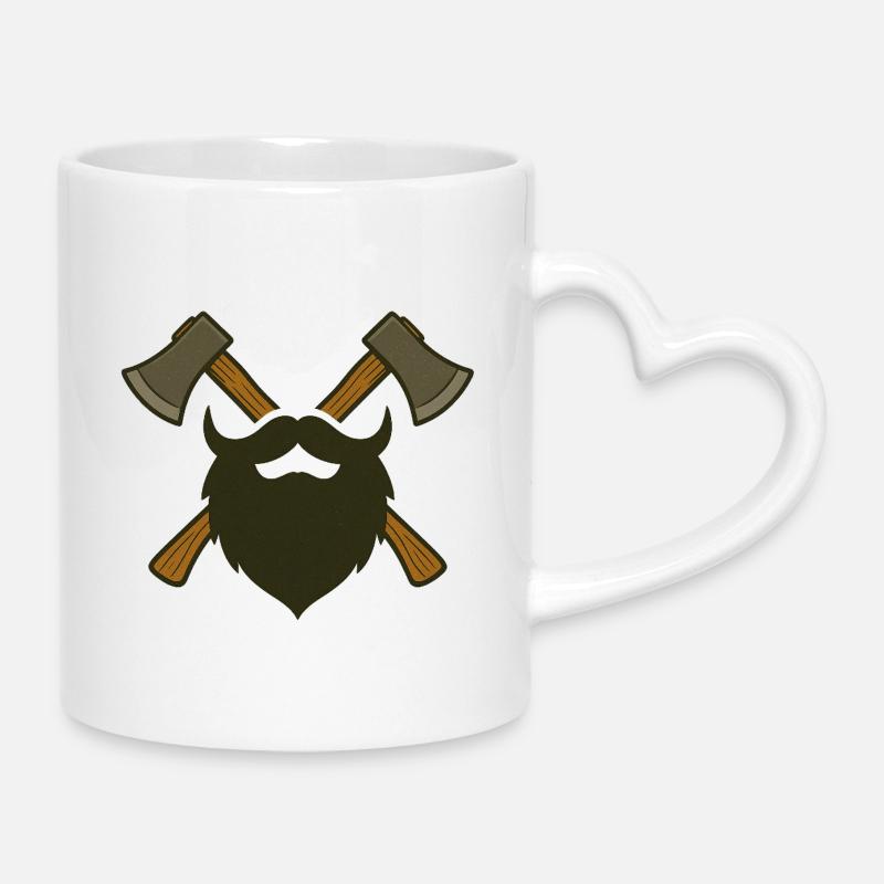 Lumberjack Beard and Axes – Lumberjack Design - Mug with Heart-Shaped Handle - white
