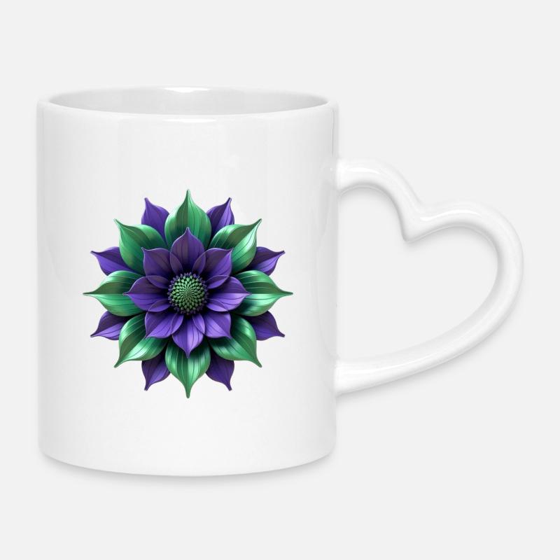 Purpur Grüne Blüte - Tasse mit Herzhenkel - Weiß