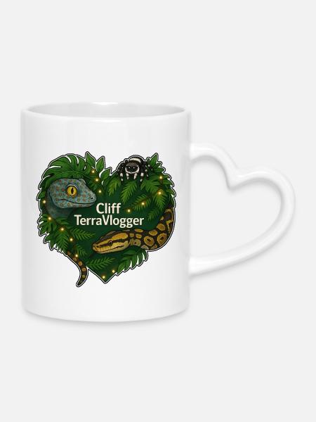 Cliff TerraVlogger Dschungel Herz - Tasse mit Herzhenkel - Weiß