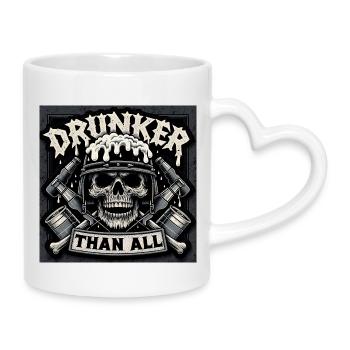 Drunker Than All Schädel - Tasse mit Herzhenkel - Weiß - Rechts
