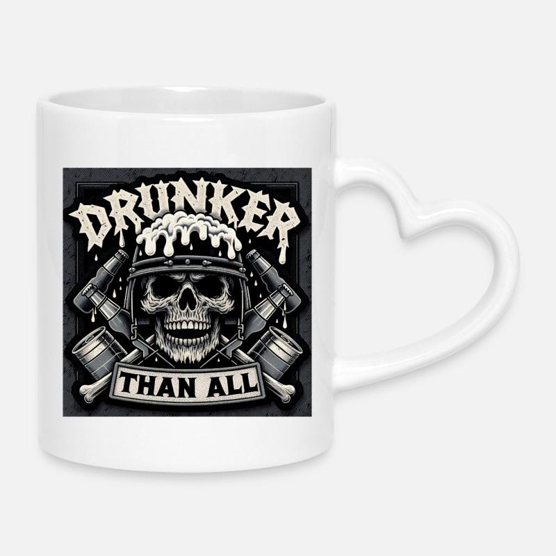 Drunker Than All Skull - Mug with Heart-Shaped Handle - white