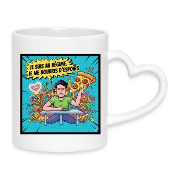 Diät und Hoffnungen Comics - Tasse mit Herzhenkel - Weiß - Rechts
