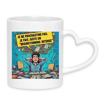Brainstorming für intensive Pop-Art - Tasse mit Herzhenkel - Weiß - Rechts