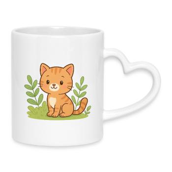 Cuddly kitten in the green - Mug with Heart-Shaped Handle - white - Right