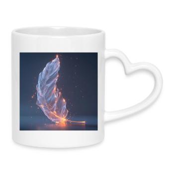 Ätherische Feder leuchtend – Symbol des Lichts - Tasse mit Herzhenkel - Weiß - Rechts