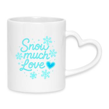Schnee Viel Liebe Neon Schriftzug - Tasse mit Herzhenkel - Weiß - Rechts