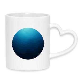 Ozeankreis in blauen Wellen - Tasse mit Herzhenkel - Weiß - Rechts