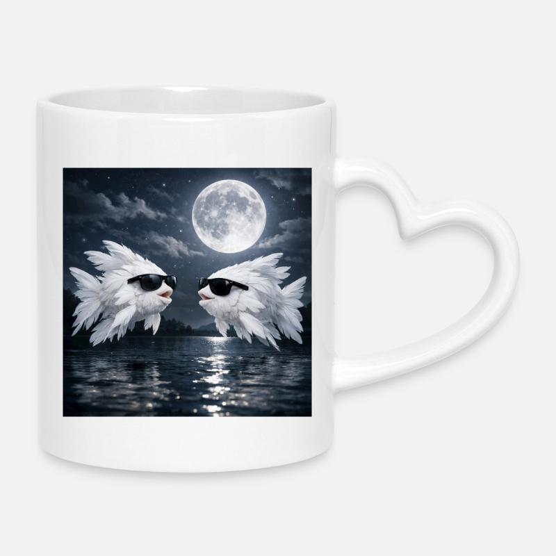 Poisson Plume - Mug avec anse en forme de cœur - blanc
