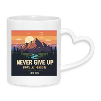 never give up - Mug with Heart-Shaped Handle - white - Right