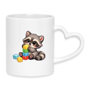 Bébé Oskar avec des blocs de construction - Mug avec anse en forme de cœur - blanc - Droite