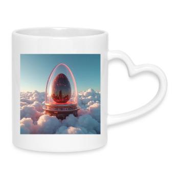 œuf dans les nuages. Nouvelle vie du futur - Mug avec anse en forme de cœur - blanc - Droite