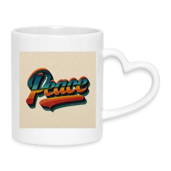 Vintage Peace Vibes - Mug with Heart-Shaped Handle - white - Right