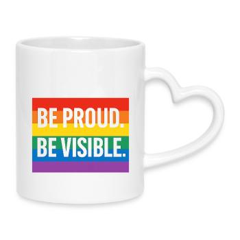 Rainbow Pride Statement Design - Mug with Heart-Shaped Handle - white - Right