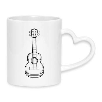 Ukulele Skizze - Tasse mit Herzhenkel - Weiß - Rechts