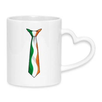 Ireland Tie – Flaggendesign - Tasse mit Herzhenkel - Weiß - Rechts