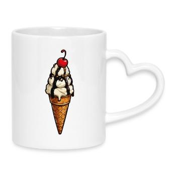 Schmelzende Eiscreme Krone im Waffel - Mug with Heart-Shaped Handle - white - Right