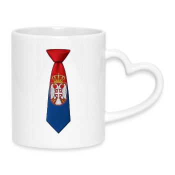 Serbia Tie – Flaggendesign - Tasse mit Herzhenkel - Weiß - Rechts