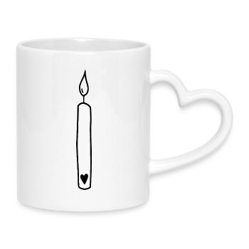 Candle with Heart Hand Painted First Birthday Bodysuit - Mug with Heart-Shaped Handle - white - Right