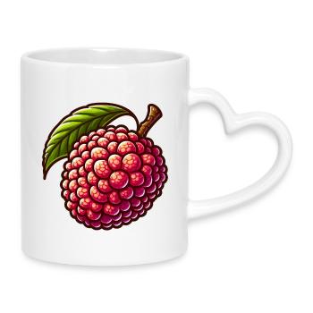 Lebendige Litschi im illustrativen Stil - Tasse mit Herzhenkel - Weiß - Rechts