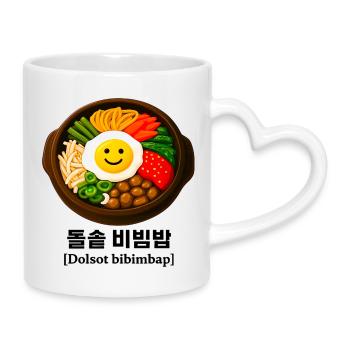 Happy Yummy Dolsot Bibimbap-Healthy Korean Food  - Mug with Heart-Shaped Handle - white - Right