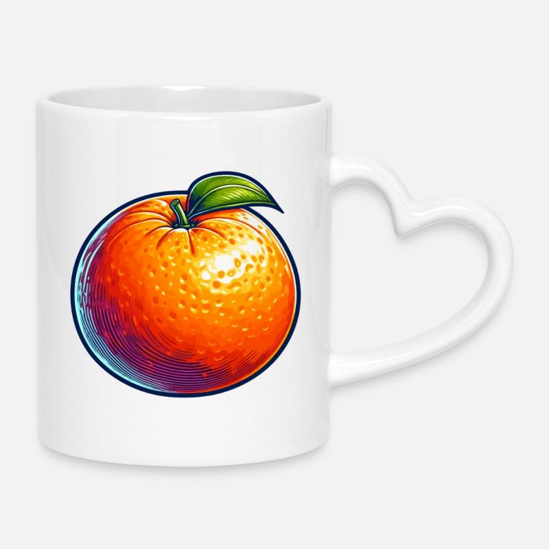 Orange Pop Art Fruit Éclatant - Mug avec anse en forme de cœur - blanc