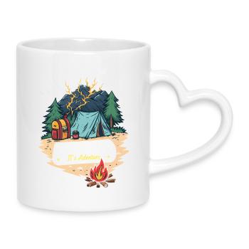 Outdoor-Abenteuer-Naturzelt - Tasse mit Herzhenkel - Weiß - Rechts