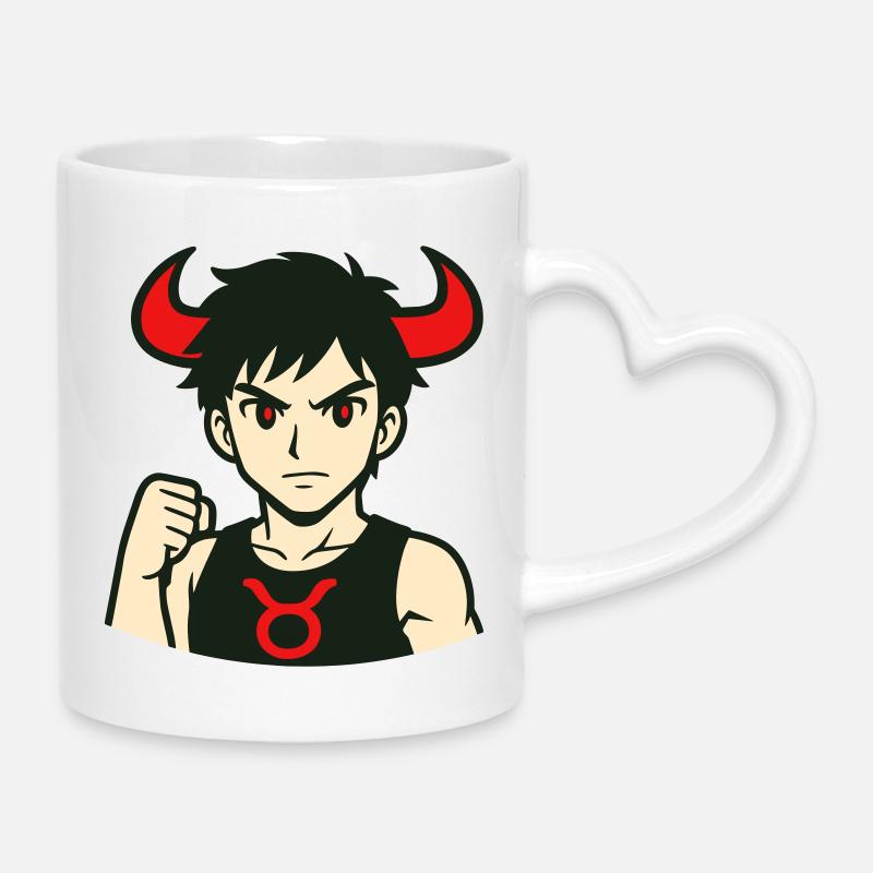 Dämon Taurus Anime Stil - Tasse mit Herzhenkel - Weiß