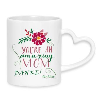 Thank you for mom - Mug with Heart-Shaped Handle - white - Right