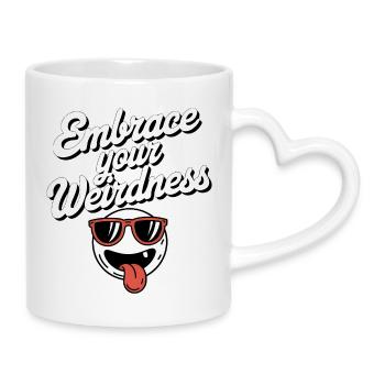 Embrassez votre t-shirt bizarre - Mug avec anse en forme de cœur - blanc - Droite