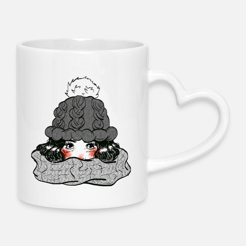Mädchen im Winter - Tasse mit Herzhenkel - Weiß