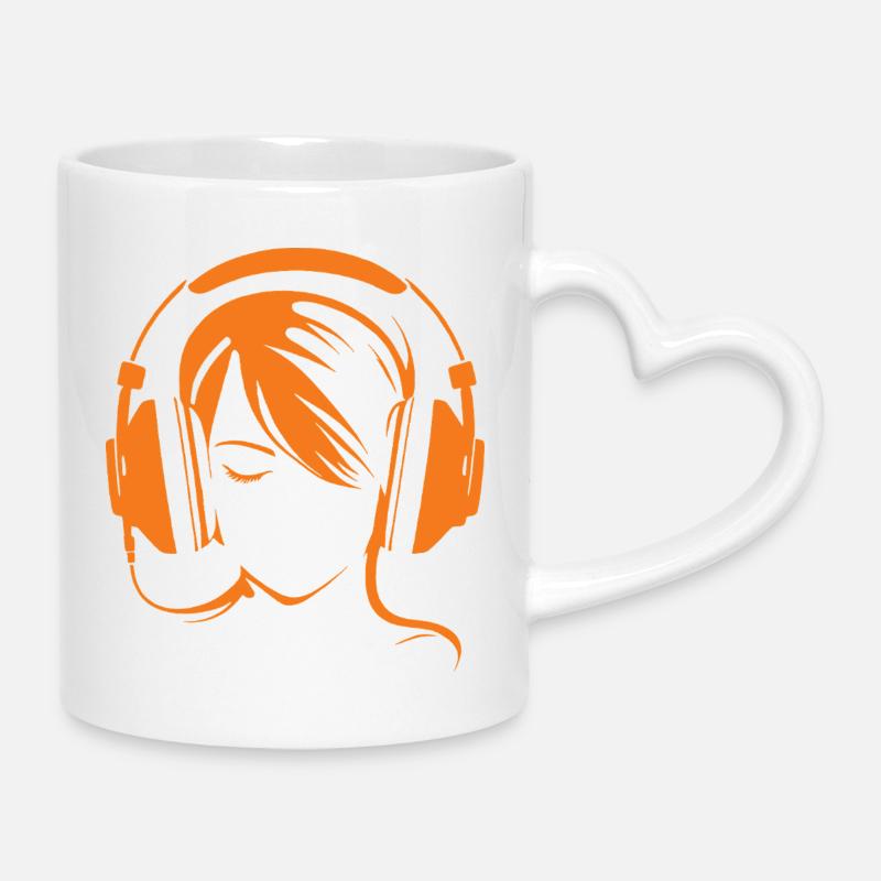 Orange Music - Mug with Heart-Shaped Handle - white
