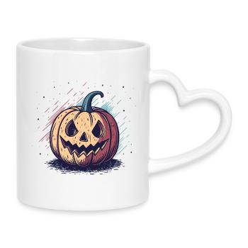 Pumpkin jackolantern chart - Mug with Heart-Shaped Handle - white - Right