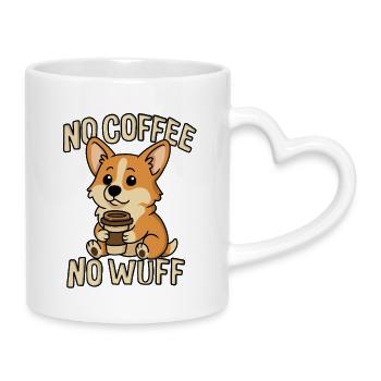 Kaffee Corgi – Pas de café, pas de wuff - Mug avec anse en forme de cœur - blanc - Droite