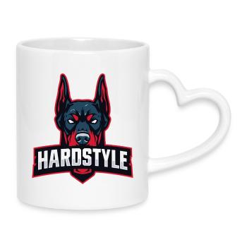 Dobermankopf – HARDSTYLE  - Tasse mit Herzhenkel - Weiß - Rechts