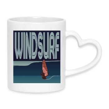 Véliplanchiste dans la vague - Mug avec anse en forme de cœur - blanc - Droite