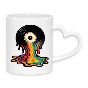 Oeil en vinyle arc-en-ciel fondant - Mug avec anse en forme de cœur - blanc - Droite