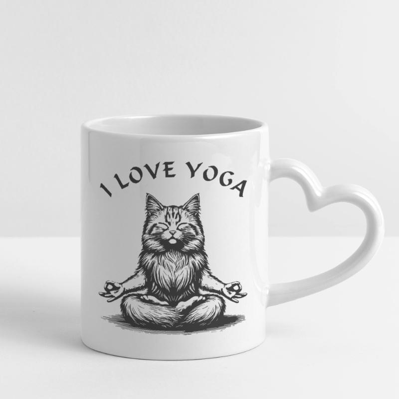 ChatsYoga Lotus Pose Mug avec anse en forme de cœur
