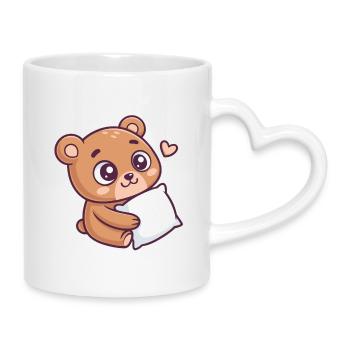 Sanftes Bärenkuschelherz - Tasse mit Herzhenkel - Weiß - Rechts
