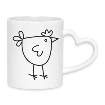Poulet au dessin au trait - Mug avec anse en forme de cœur - blanc - Droite
